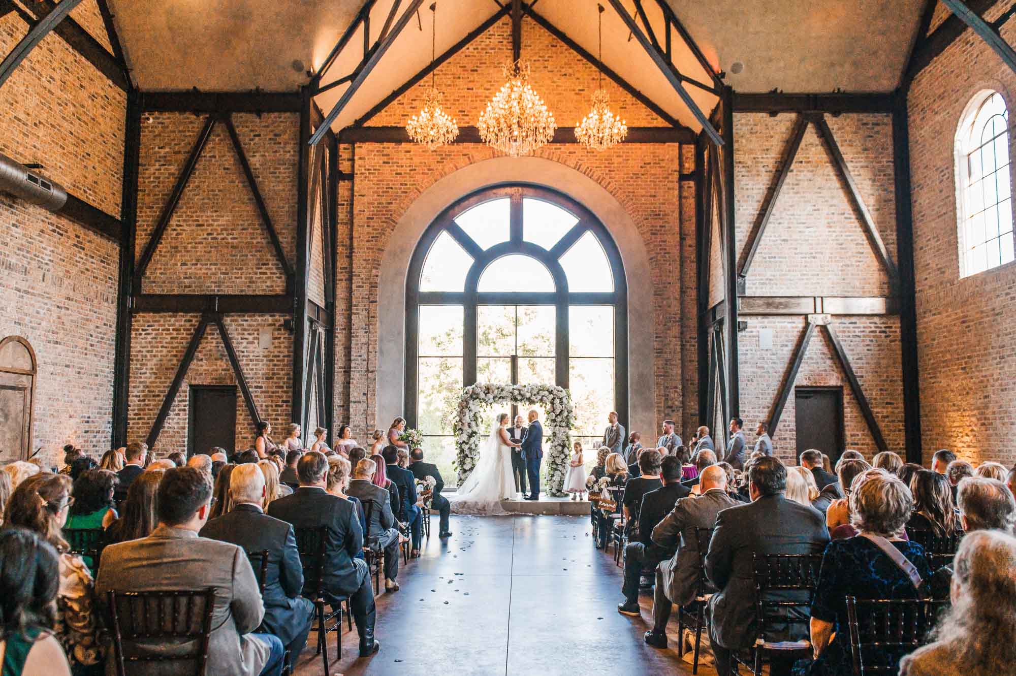 Ceremony in the chapel at Iron Manor in Houston, Texas