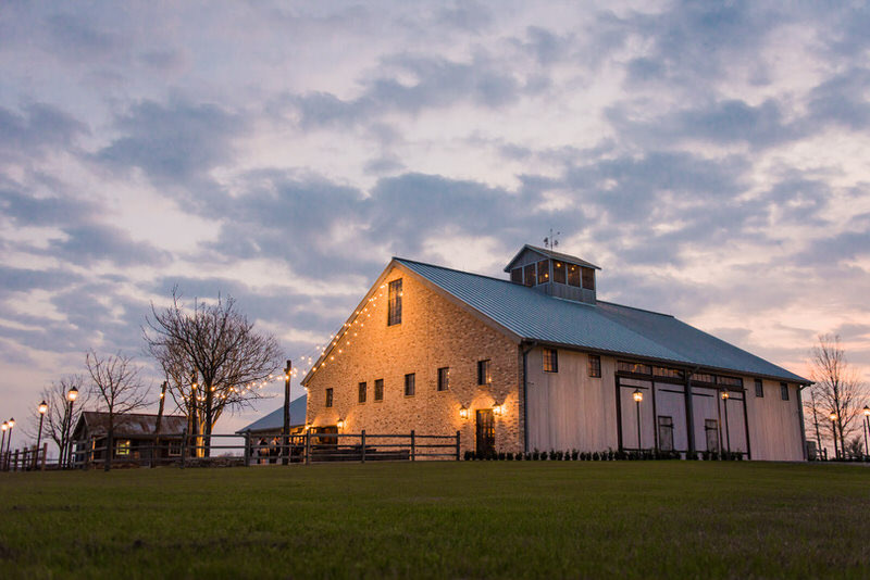 Beckendorff Farms Wedding Venue at night with cloudy sky