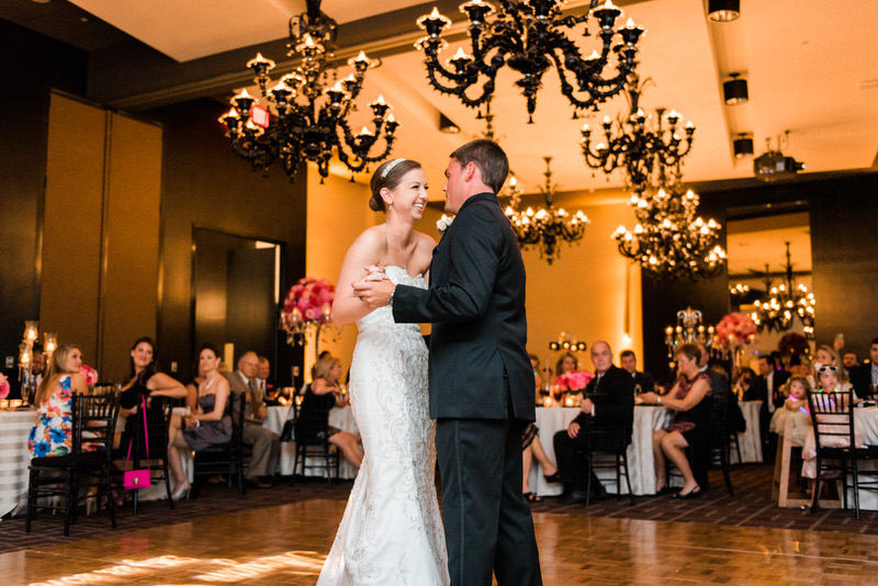 First Dance at wedding reception in Hotel Sorella Ballroom in Houston, Texas