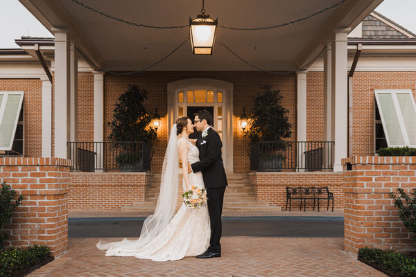 Bride and Groom outside Houston Country Club Wedding Reception