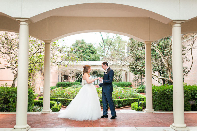 Couple in Courtyard at The Junior League in Houston, Texas