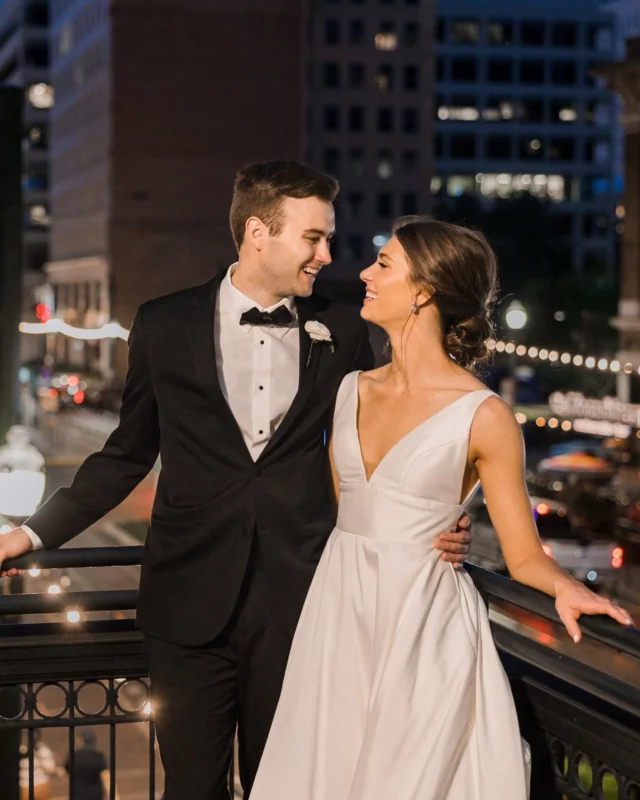 Can’t help but smile when looking back on Kelly + Michell’s incredible wedding celebration 3 years ago!  Happy Anniversary!!!

Shout out to Julia the incredible lead planner at Set In Stone Events!

Church: First Presbyterian Houston @fpchouston 
Venue: Crystal Ballroom Houston @crystalballhouston 
Photographer: Nate Messarra Photography @natemessphoto 
Florist: Dream Bouquet @dreambouquet.htx 
Bakery: Who Made the Cake @whomadethecakehouston @whomadethecake.htx 
Catering + Bartending: Sambuca’s Catering
 Band: Royal Dukes Band @royaldukesband 
Linens: Aztec @azteceventsandtents 
Hair & Makeup: Lovelykind Beauty @lovelykindbeauty 
Transportation: Sam’s Limosines @samslimousine 
Bridal Gown: BHLDN 
Bridesmaids Dresses  Azazie Official @azaziebridal 
Groom/Groomsmen Suits: Men’s Warehouse @menswearhouse